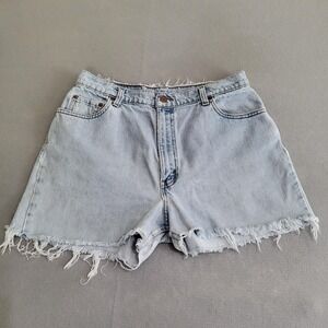 VTG Levi's 550 Denim Blue Jean Cutoff Shorts Distressed Light Wash Women's 16